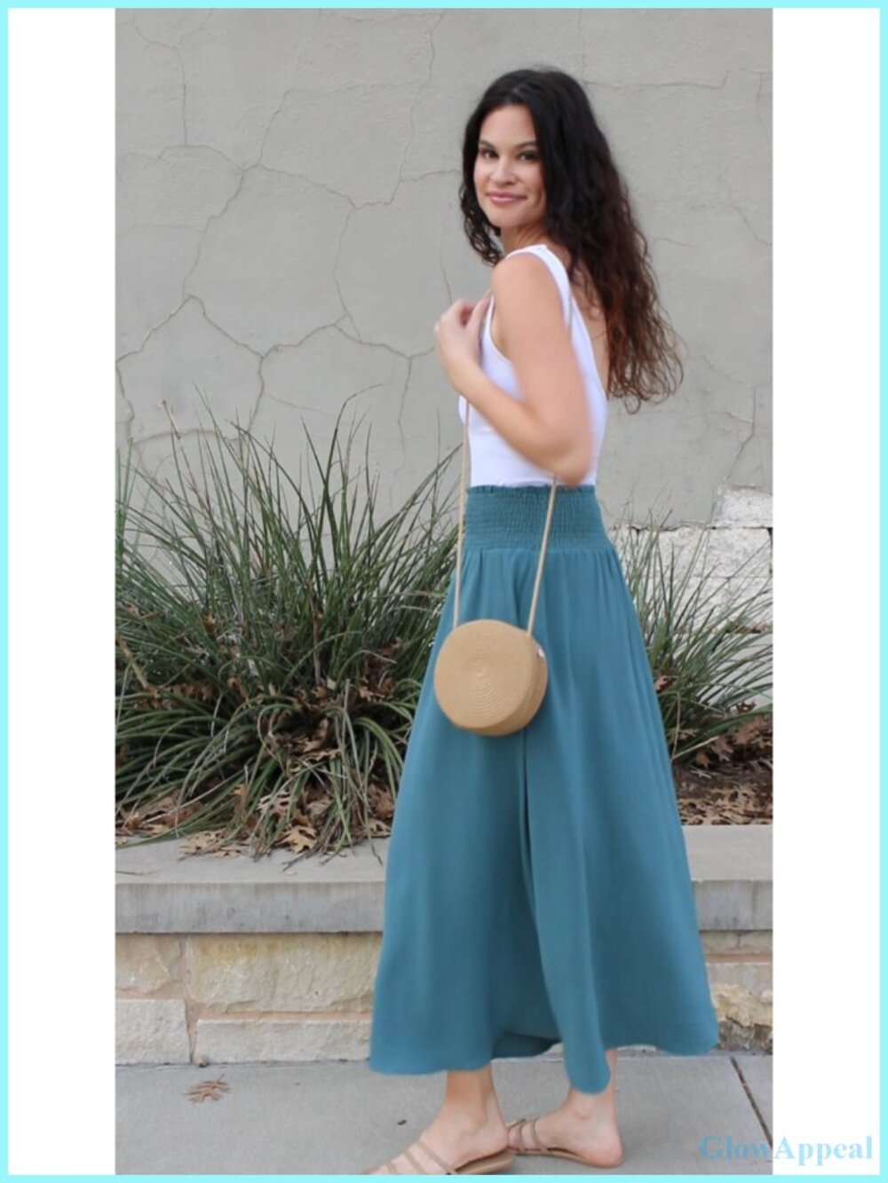 Women's Maxi Skirt High Waisted Smocked Casual Boho Swing Pleated Long Skirts - Picture 6 of 6